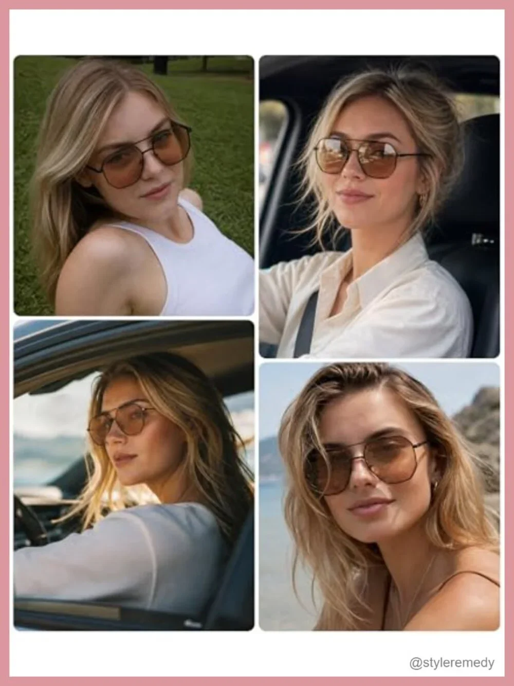 Polarized UV400 Retro Oversized Aviator Sunglasses Metal Frame Square Lens